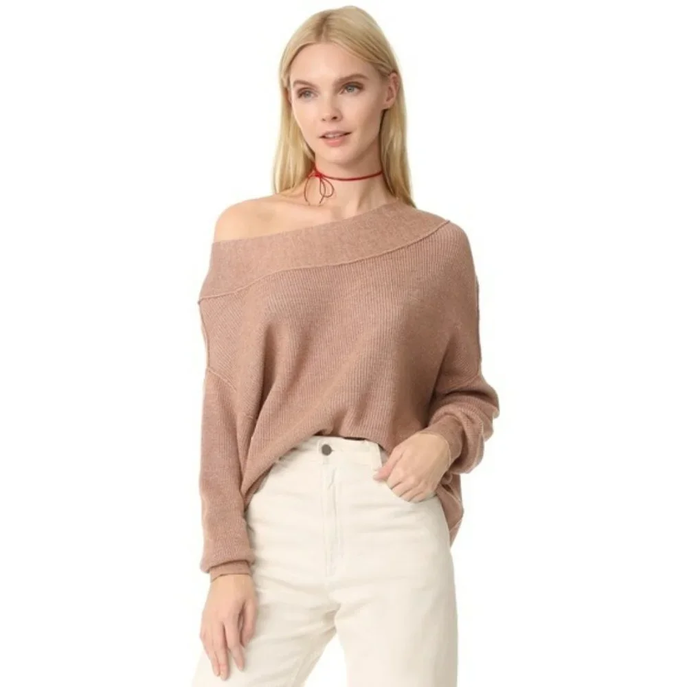 Free People Alana Knit Pullover Sweater in Tan - Picture 1 of 10